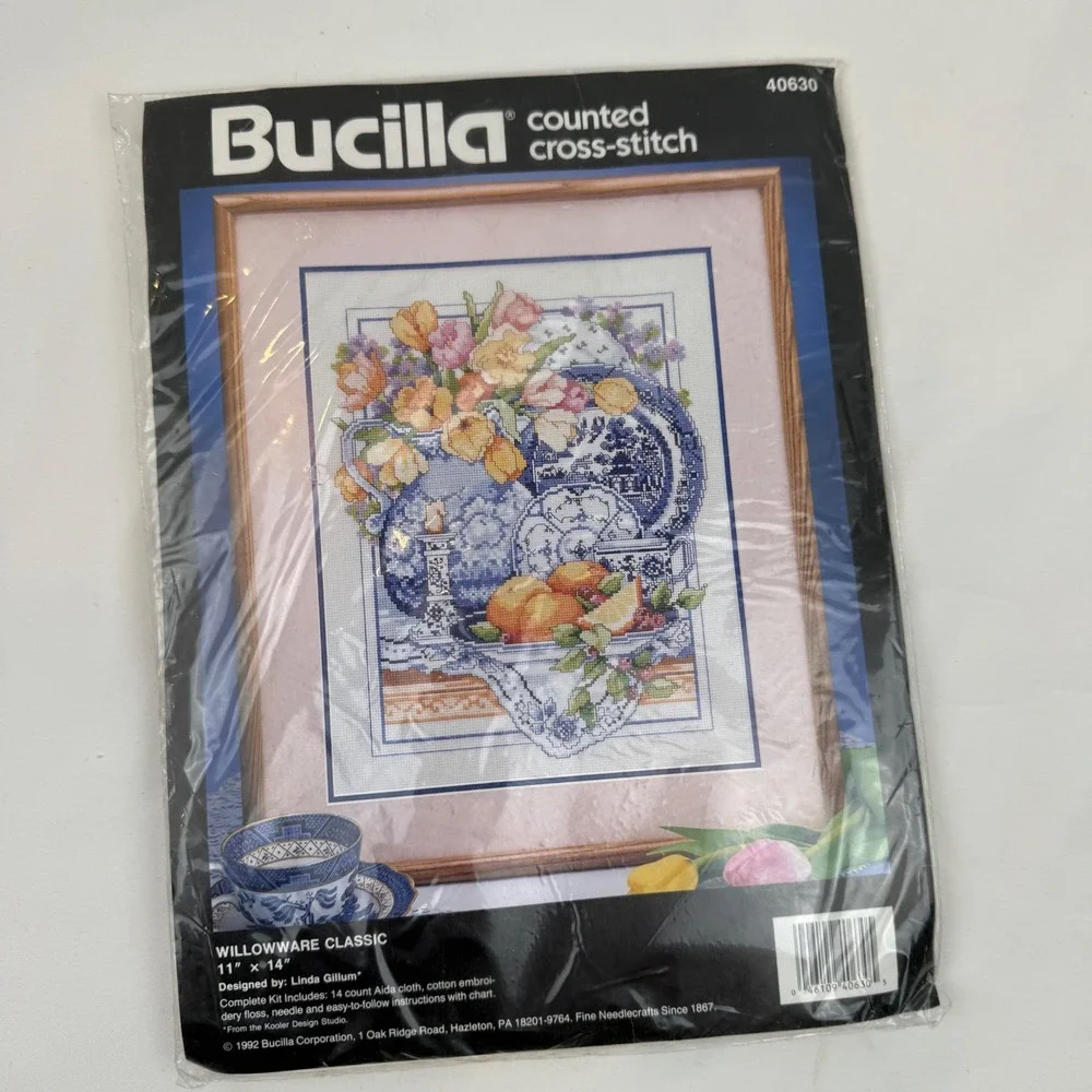 Bucilla Willowware Classic Counted Cross Stitch Kit Linda Gillum 11x14 1992